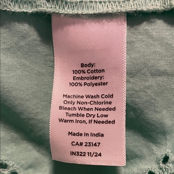 Talbots Floral Embroidered Green Blouse Size Medium Petite - Picture 6 of 7